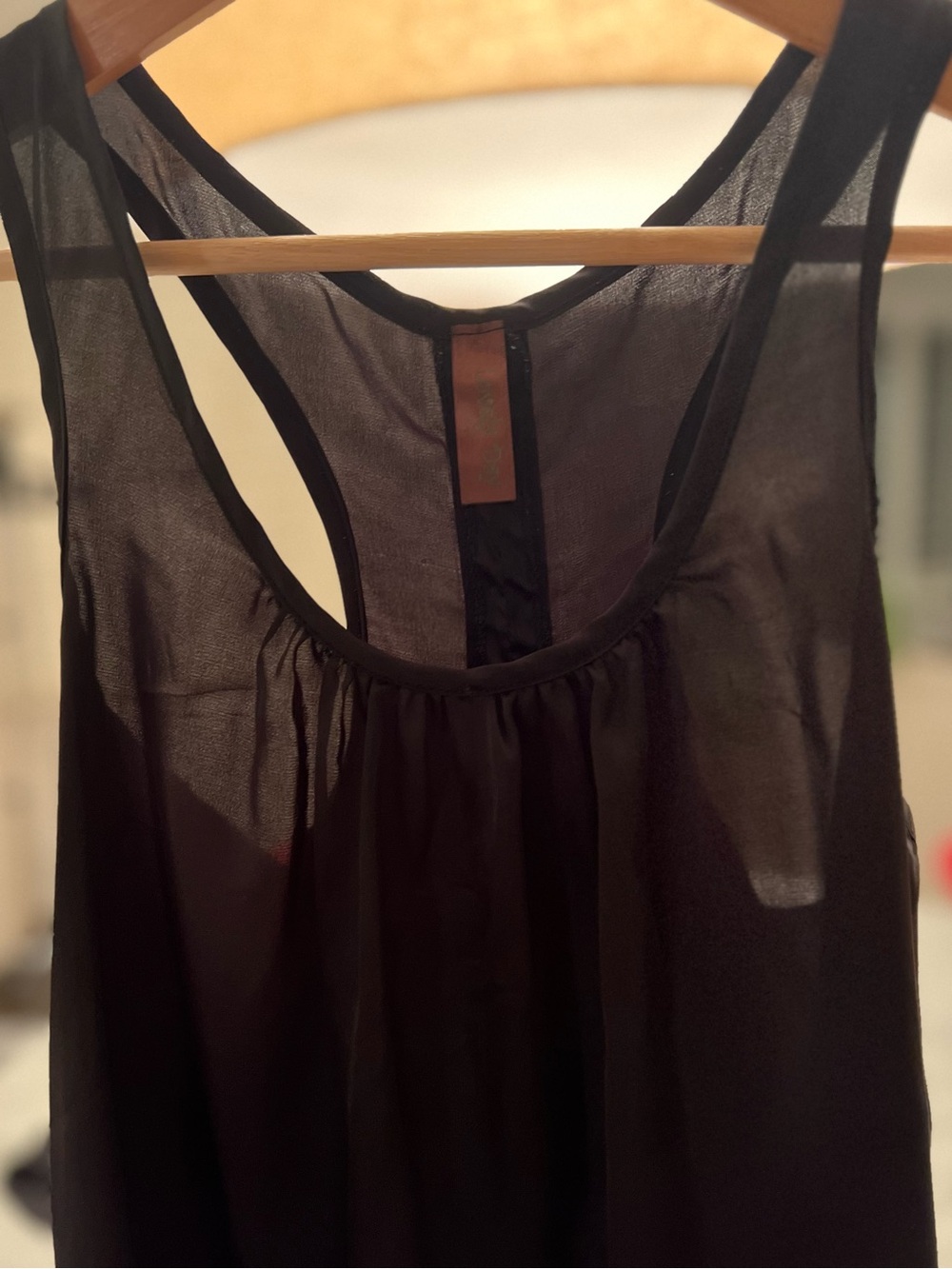 Sheer, Whimsygoth Black Racerback Women's Flowy Tank, size small